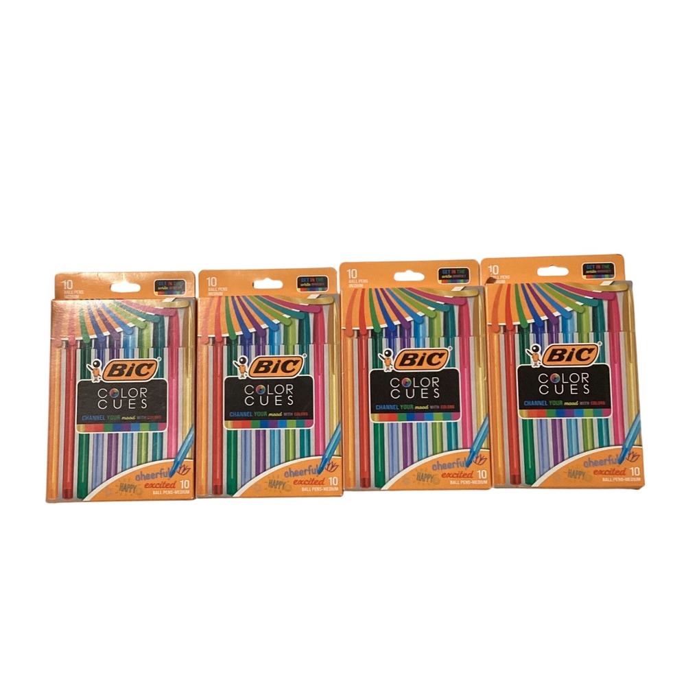 BIC Color Cues Ball Pens 10 Count Medium Point Assorted Colors Lot of 4 Packs